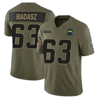 Los Angeles Chargers Men's Tyler Biadasz Limited 2025 Salute to Service Jersey - Olive