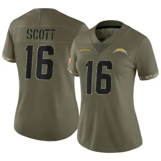Los Angeles Chargers Women's JK Scott Limited 2022 Salute To Service Jersey - Olive