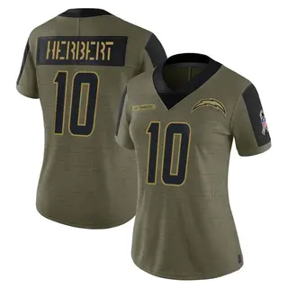 Los Angeles Chargers Women's Justin Herbert Limited 2021 Salute To Service Jersey - Olive