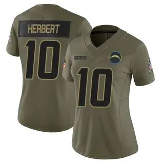 Los Angeles Chargers Women's Justin Herbert Limited 2025 Salute to Service Jersey - Olive