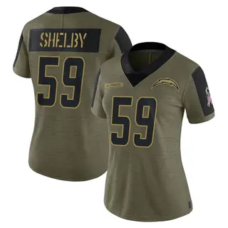 Los Angeles Chargers Women's Ty Shelby Limited 2021 Salute To Service Jersey - Olive