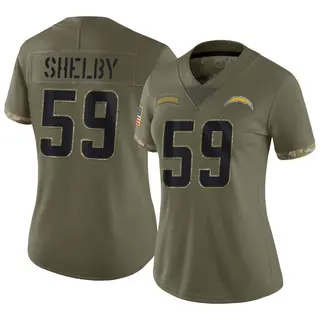 Los Angeles Chargers Women's Ty Shelby Limited 2022 Salute To Service Jersey - Olive