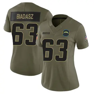 Los Angeles Chargers Women's Tyler Biadasz Limited 2025 Salute to Service Jersey - Olive