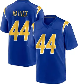Los Angeles Chargers Youth Scott Matlock Game 2nd Alternate Jersey - Royal