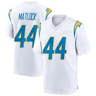 Los Angeles Chargers Youth Scott Matlock Game Jersey - White