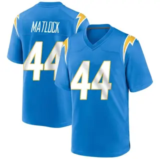 Los Angeles Chargers Youth Scott Matlock Game Powder Alternate Jersey - Blue